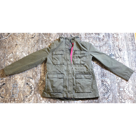 Levi’s Strauss Women’s Olive Green Parka Jacket Size L Lightweight Utility Coat - Picture 1 of 7